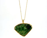 Heart shape Raw Emerald 14K gold pendant