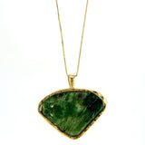 Heart shape Raw Emerald 14K gold pendant
