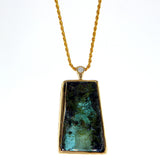 Free shape Raw Emerald 14K gold pendant
