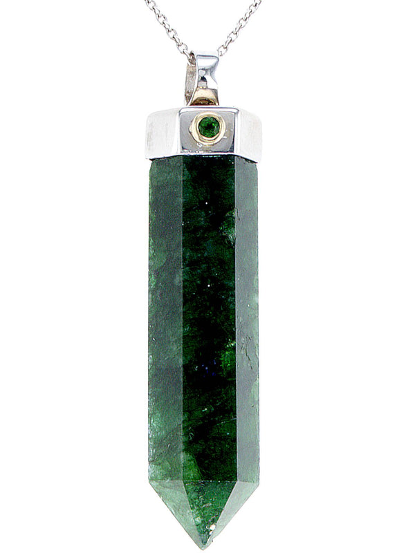 Emerald pencil 14K gold pendant