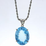 Blue Topaz white gold pendant with diamond