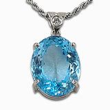 Blue Topaz white gold pendant with diamond